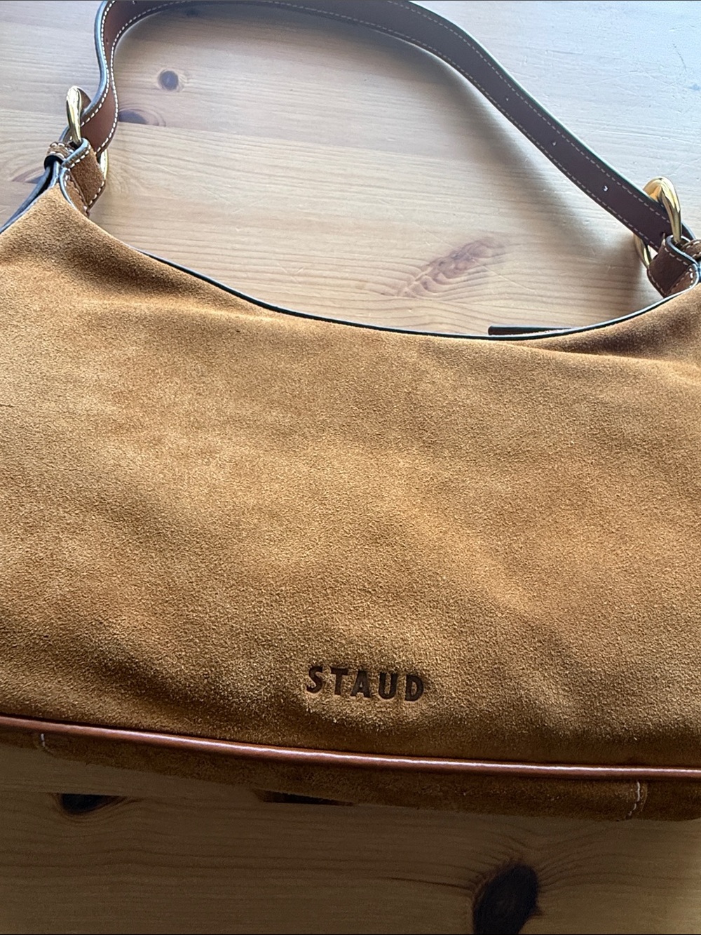 STAUD Pine Shoulder Bag, Tan Suede - Picture 5 of 10